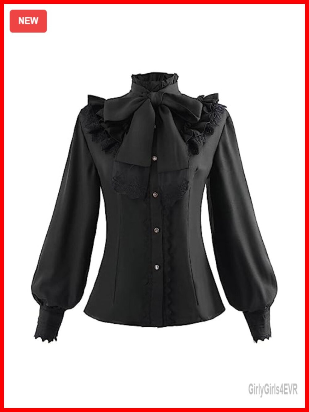 Victorian Gothic Lolita Blouse with Stand-Up Collar Button-Down Shirt